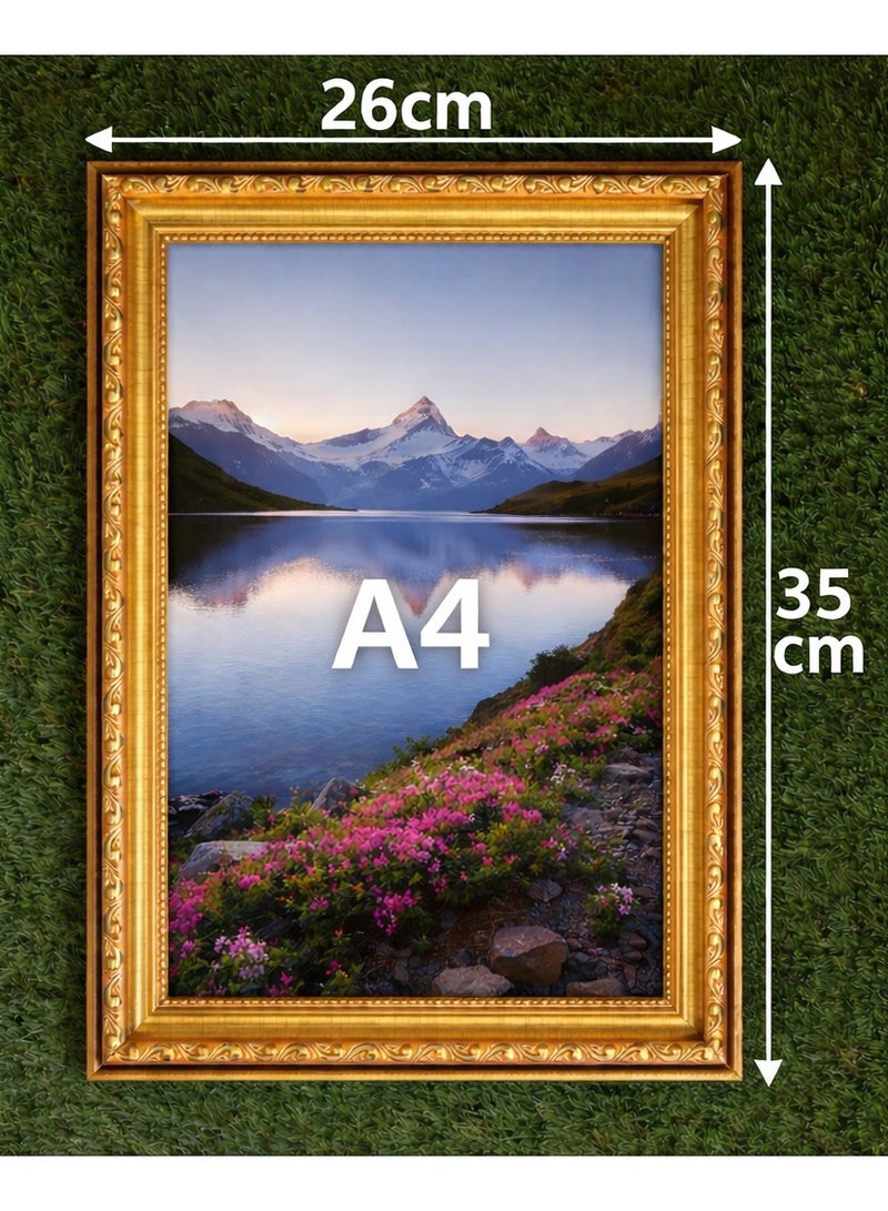 PVC Golden Photo Frame A4 (26×35 cm) – Waterproof Decorative Wall Frame for Certificates, Photos, Artwork & Documents, Lightweight Gold Border Display Frame - Image 5